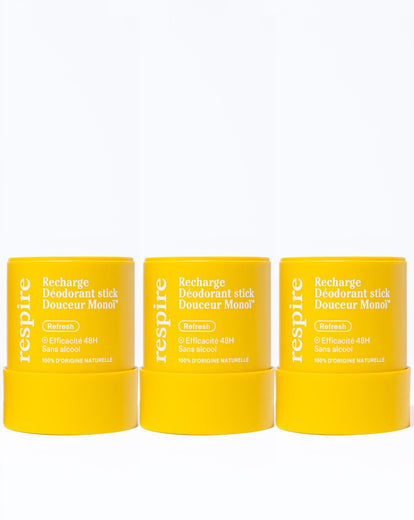 KIt Recharges Déodorant stick Douceur Monoï - Respire