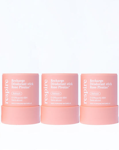 Kit Recharges Déodorant stick Rose Pivoine - Respire